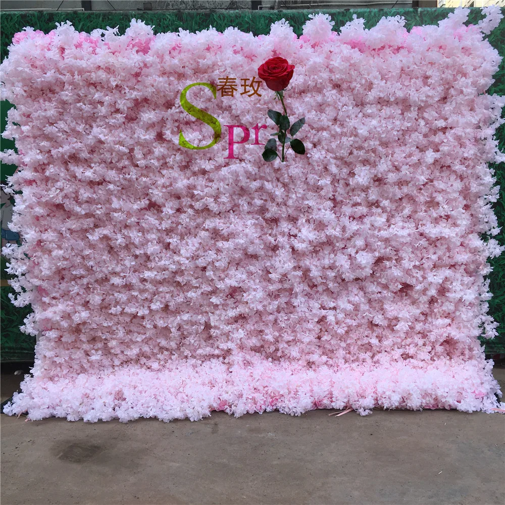 

SPR Roll style fabric back wholesale Wedding scene decoration silk artificial rose flower wall, White
