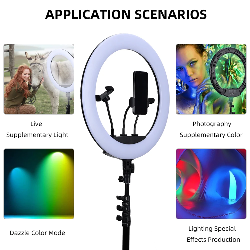 Travor 18 inch 72W rgb led ring light rgb ringlight ringlamp fill lamp for makeup youtube video photographic lighting