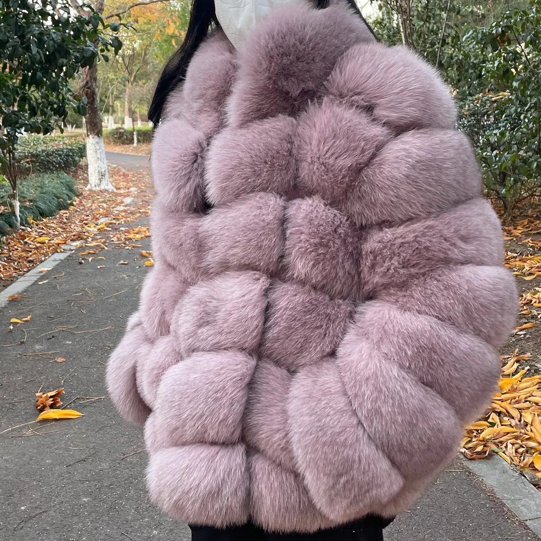 

QIUCHEN QC21166 Fashion Women Winter Wholesale Price Jacket Customized Color Ladies warm Fluffy Fox Fur Coat
