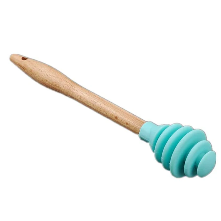 

Kitchen Gadget Tool Spoon Drizzle Stick Honey Mixing Stirrer Dip Spiral Server Silicone Honey Dipper, Blue