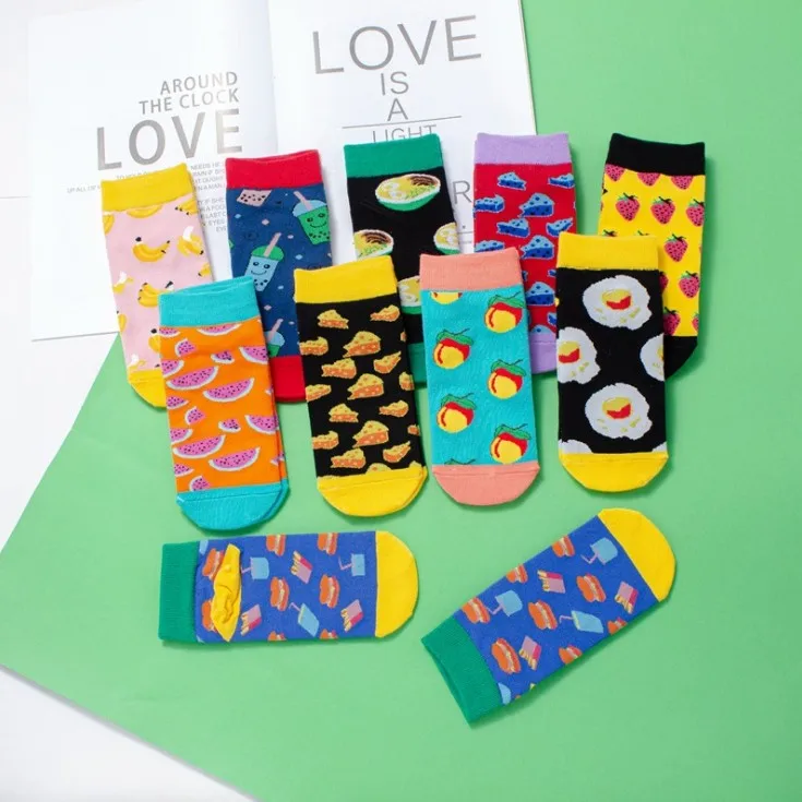 

Summer Crew Street Socks Ankle Cotton Short Funny Graffiti Women Boat Socks Slippers Sock Men