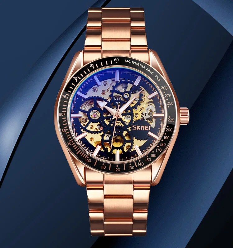 

2020 skmei 9194 new automatic watch men gradient surface Auto Date 3atm waterproof japan movt quartz watch stainless steel