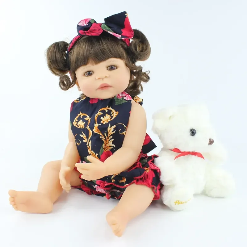 

22" Full Body Silicone Reborn Dolls Soft Vinyl Alive Girl Babies