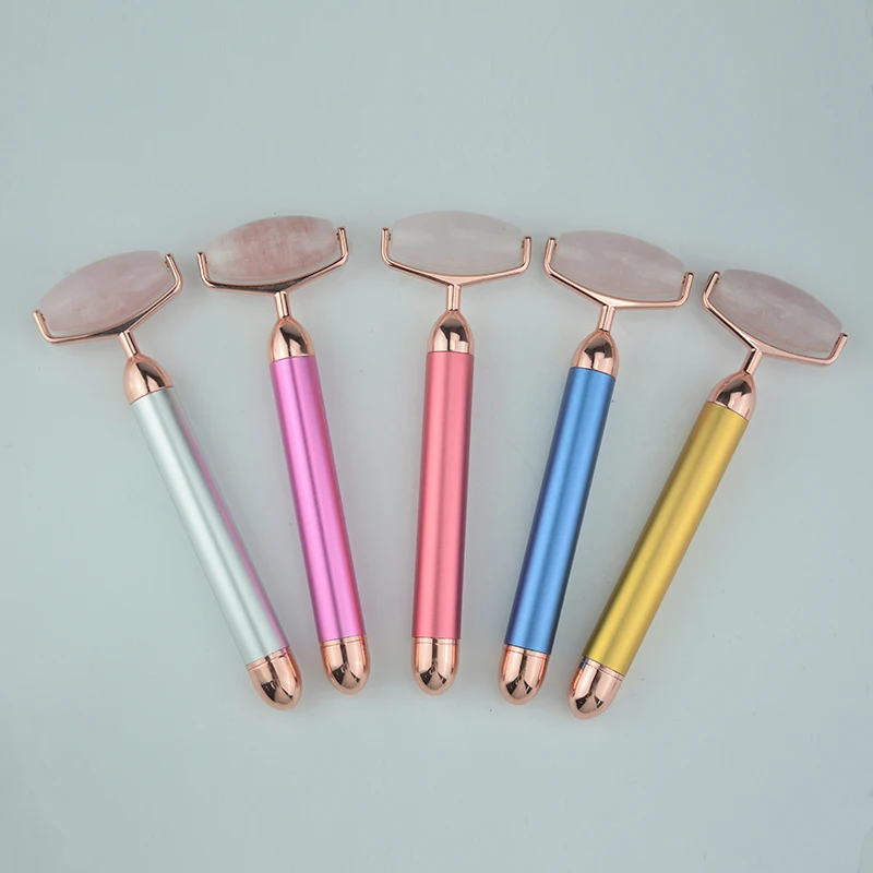 
Freely Noise Rose Quartz Jade Electric Vibrating face Massager roller 