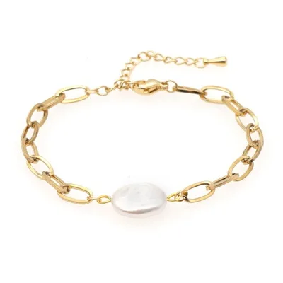 

2020 New Fashion Bracelets Design Stainless Steel Chain Bracelets With Charm Pearl Women Jewelry