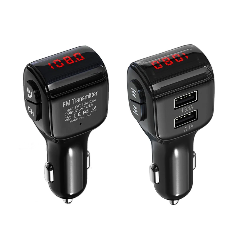 Dual Usb A01 Car Kit Fm Transmitter Car Usb 3.1 Phone Charger Support