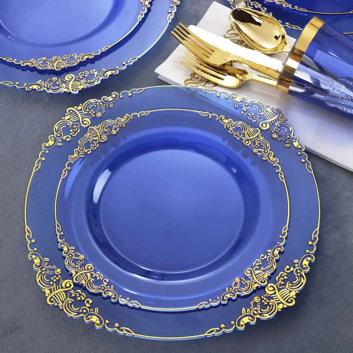 

Ychon Relief plate disposable tableware PS plastic colorful tableware plates for Wedding party