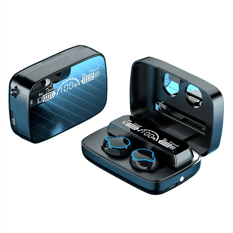 

2021 New M9 TWS Touch control Led Display Earbuds waterproof Ipx7 Sport Headset Earphones with flashlight Makeup mirror, Colors customized
