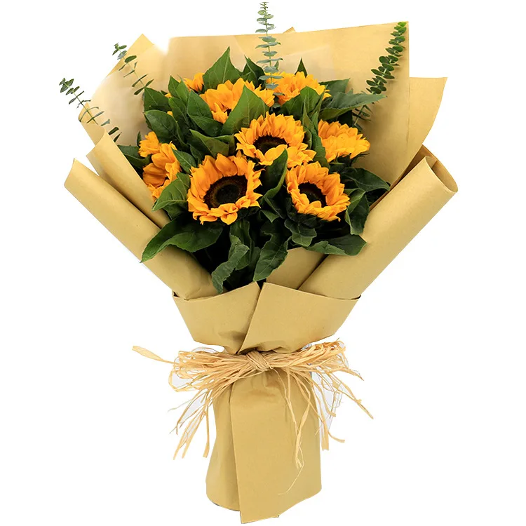 10 Pack Brown Kraft Paper Flower Bouquet Bags with India