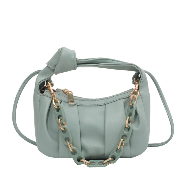 

DD2110 2021 summer small pleated bag new designer women pu leather chain shoulder handbag, Beige,gray,black,pink,yellow,orange,khaki,green,blue