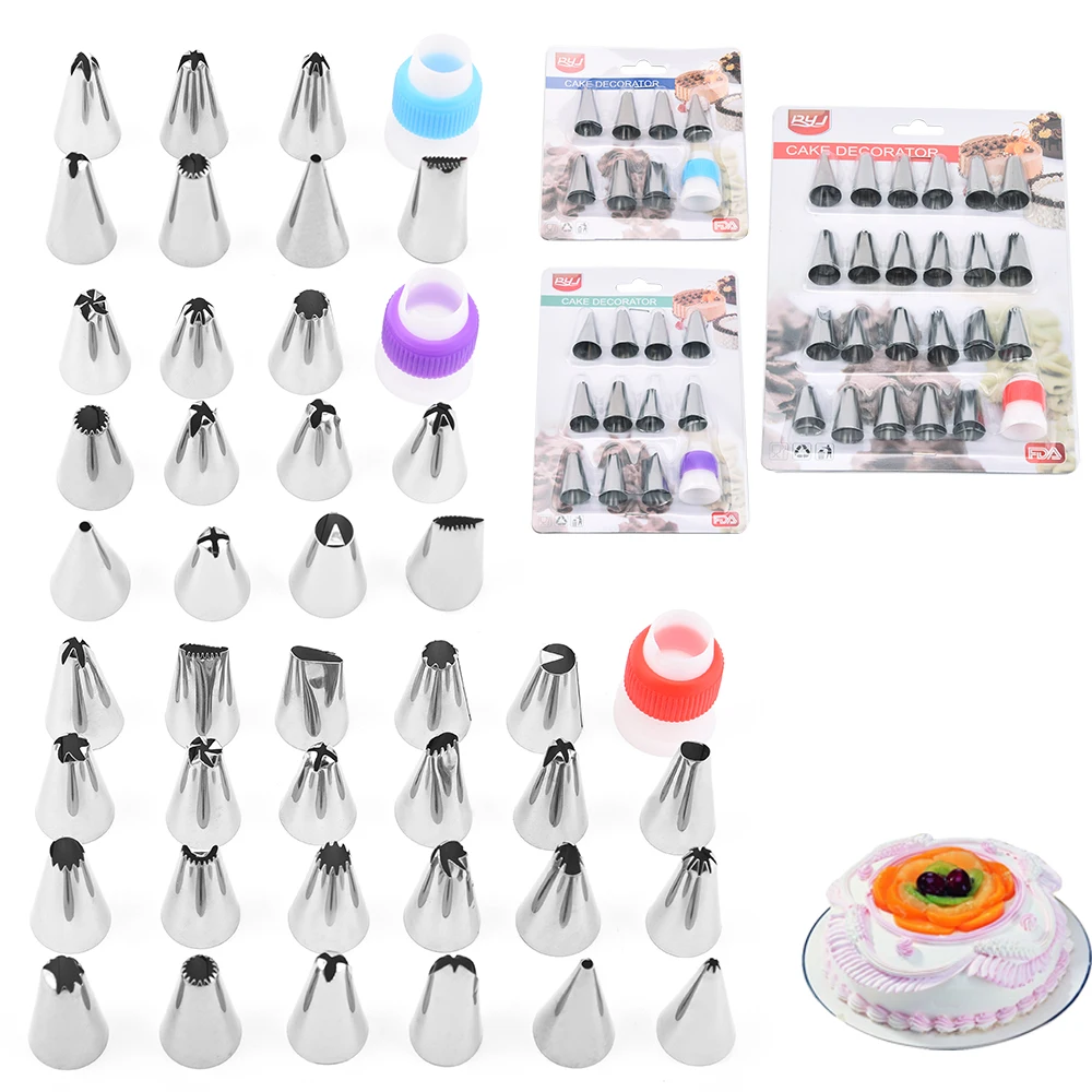 

Hot sale stainless steel cake decorating cream tips set with reusable coupler