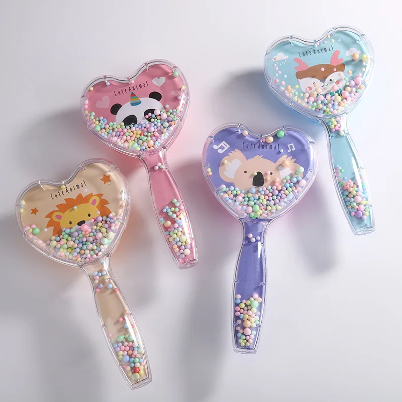 

Heart shaped Massage Hairbrush cute animal pattern hair brush quicksand glitter plastic hair combs curly hair brushes for baby