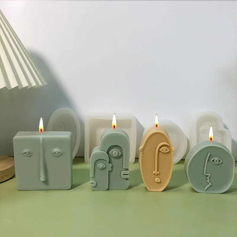 

GC mold for candle DIY abstract face scented silicone candle molds
