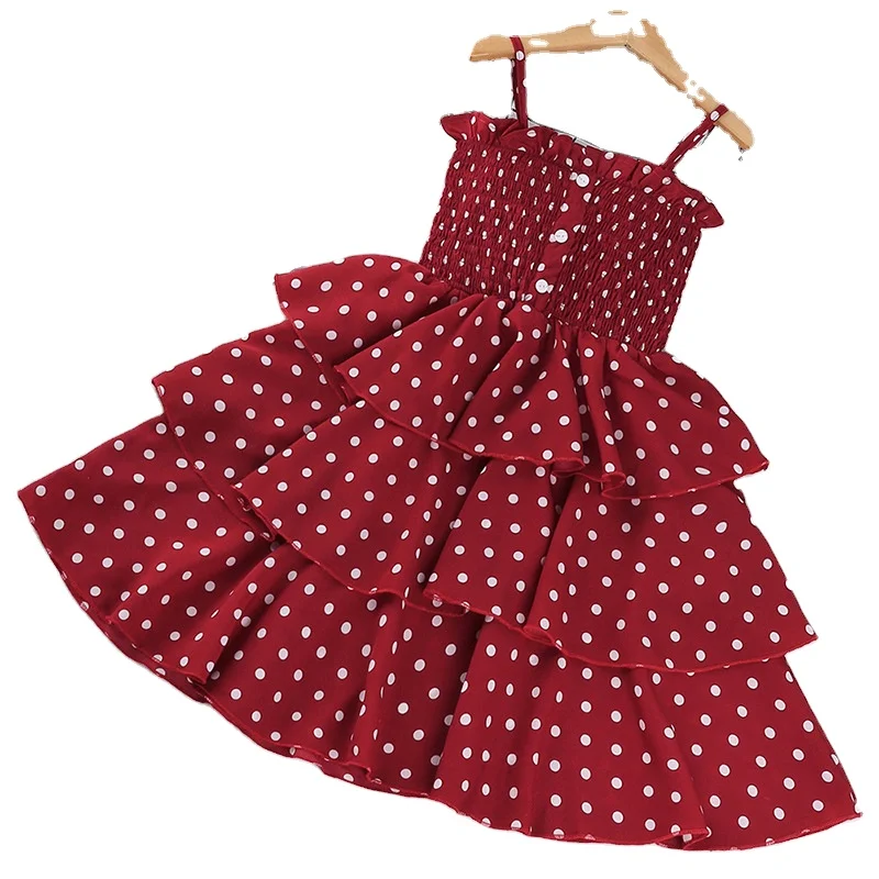 

High Quality Knitted 100% Cotton Knee-Length Layered Dress Children Kids Apparel Girl Dress, Picture shows