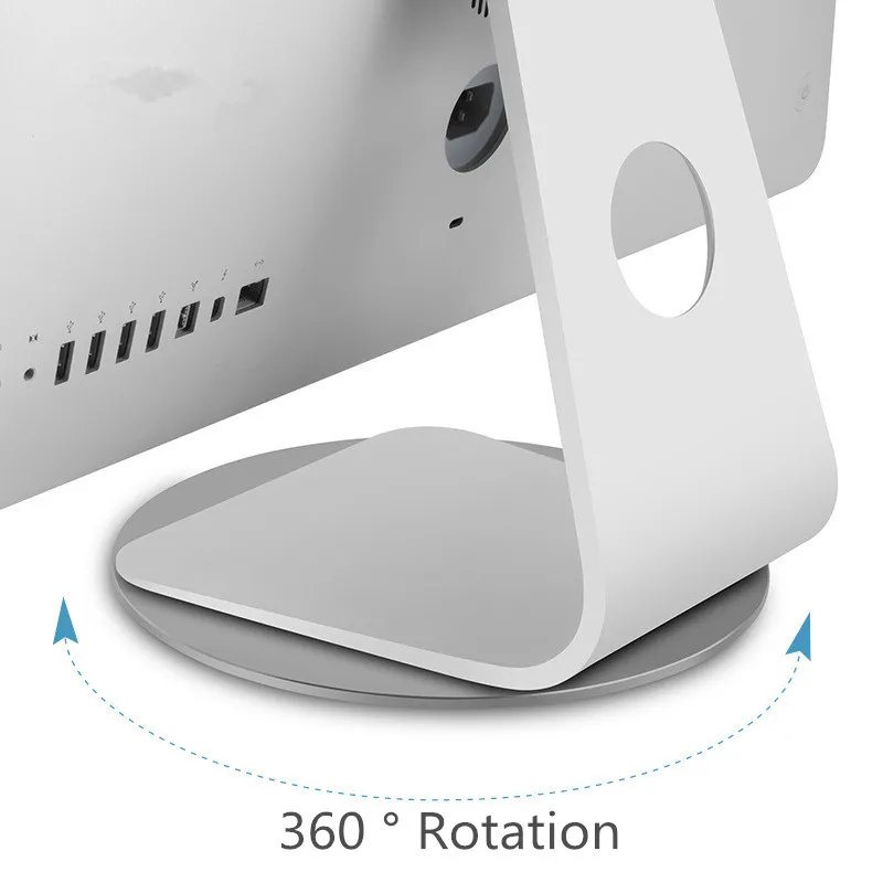 

360 degree rotating swivel steel aluminum alloy monitor stand for iMac All InOnePC, Silver grey