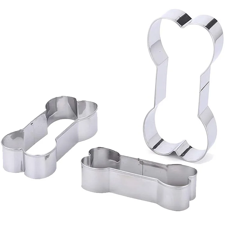 

Dog Bone Cookie Cutter 3Set, Assorted Sizes Stainless Steel Dog Bone Biscuit Cookie for Homemade Treats, Silver