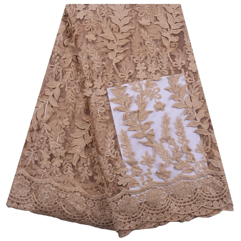 

Sequins African Lace Fabric 3D Flower French Mesh Sequin Milk Net Metrials Embroidery Nigerian Lace Fabric For Wedding Sews 2155
