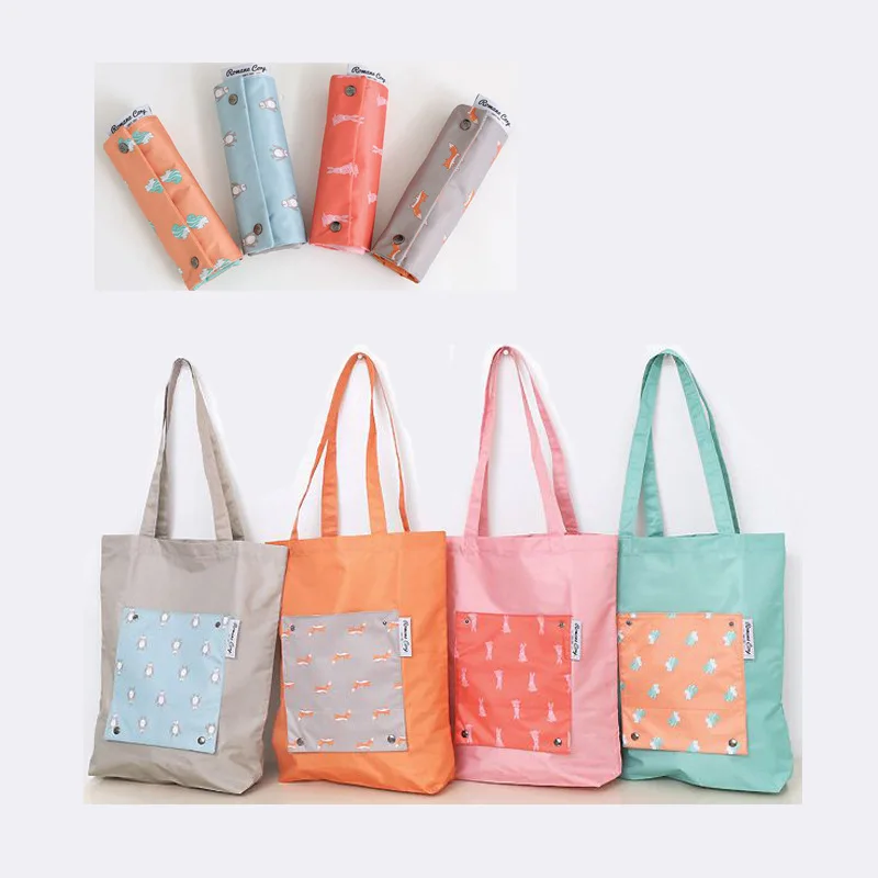 

Easy Carry Foldable Reusable Roll up Shopping Bag Grocery Bag, Customized