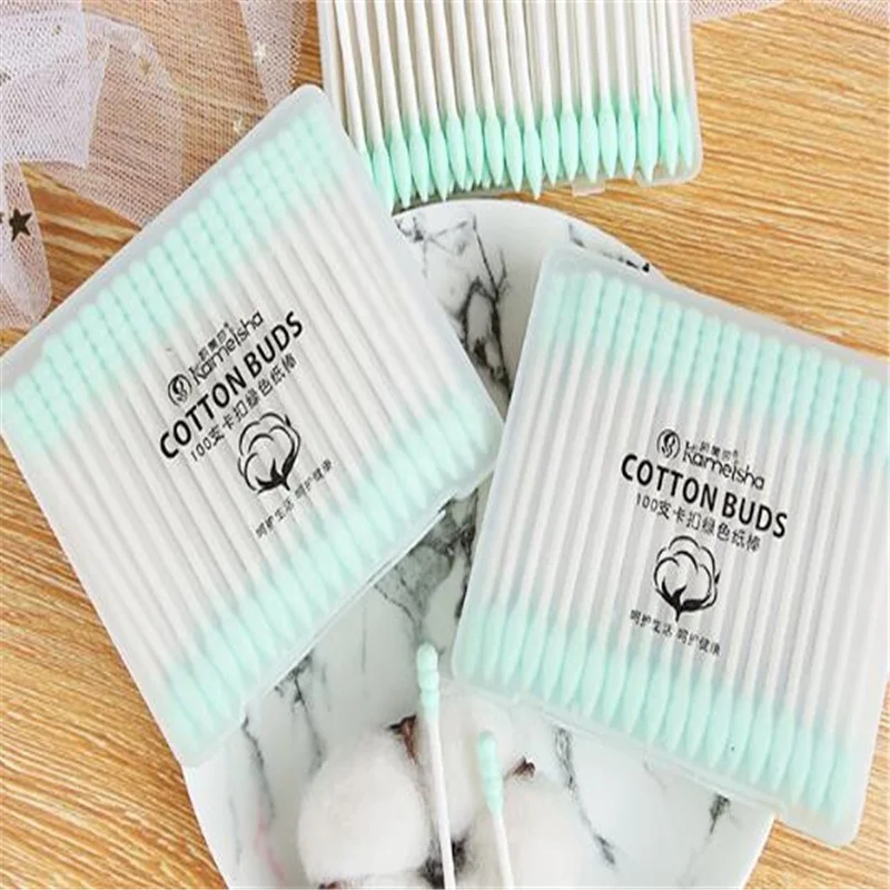 

100Pcs Double-headed Green Paper Cotton Bud