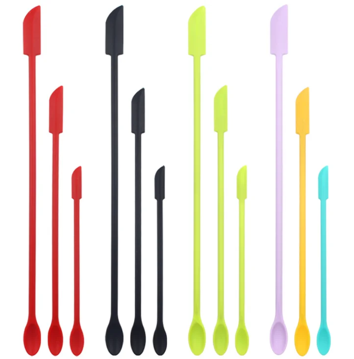 

Mini Makeup Spatula Tool Heat Resistant Easily Scrape Silicone Spatula for Kitchen, Glass Jar, Storage Jar, Bottles, Cosmetic, Red, black,green,