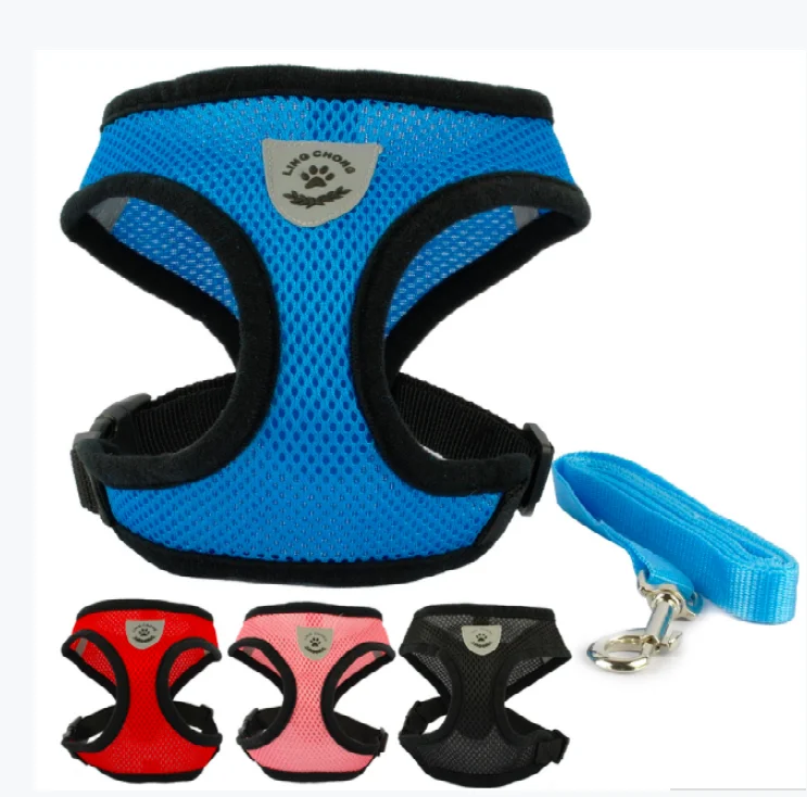 

Wholesale Mesh Pet Vest Set Pet Cat Dog Leash Harness, 7colors