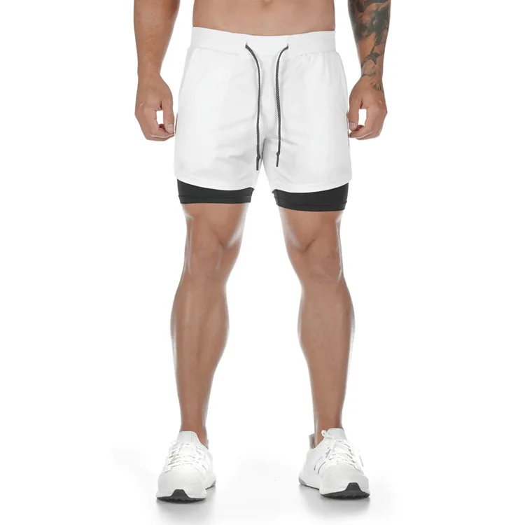 

Wholesales Custom Mens Compression Workout Shorts With Liner 2 In 1 Mesh Fitness Men Gym Shorts With Pocket