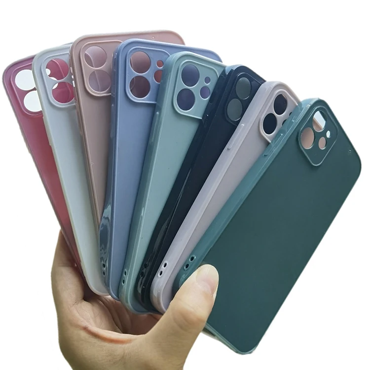 

Candy Color Lens Protection Sublimation Blanks Tempered Glass Phone Cases For iPhone 12 Pro Max, Black / dark green / dark pink / green / pink / purple / white