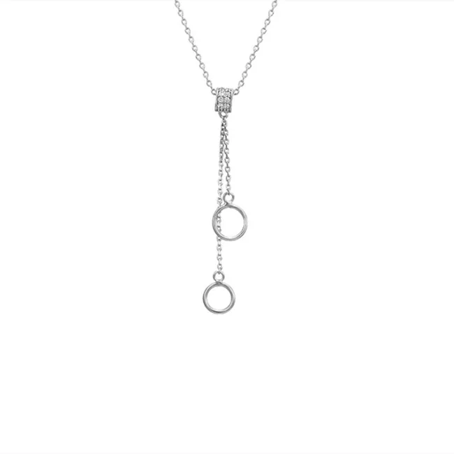 

Sterling Silver Two Interlocking Infinity Circle Pendant Necklace