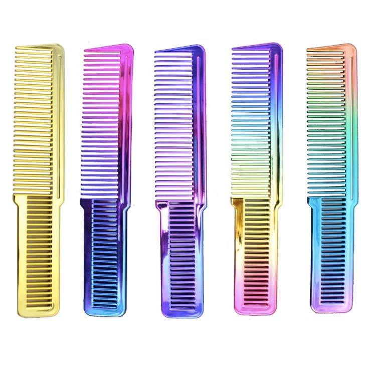 

Wholesale Professional Rainbow Anti-Static Custom Logo Hair Beard Style Plastic Comb Barber, Purple/red/black/customized