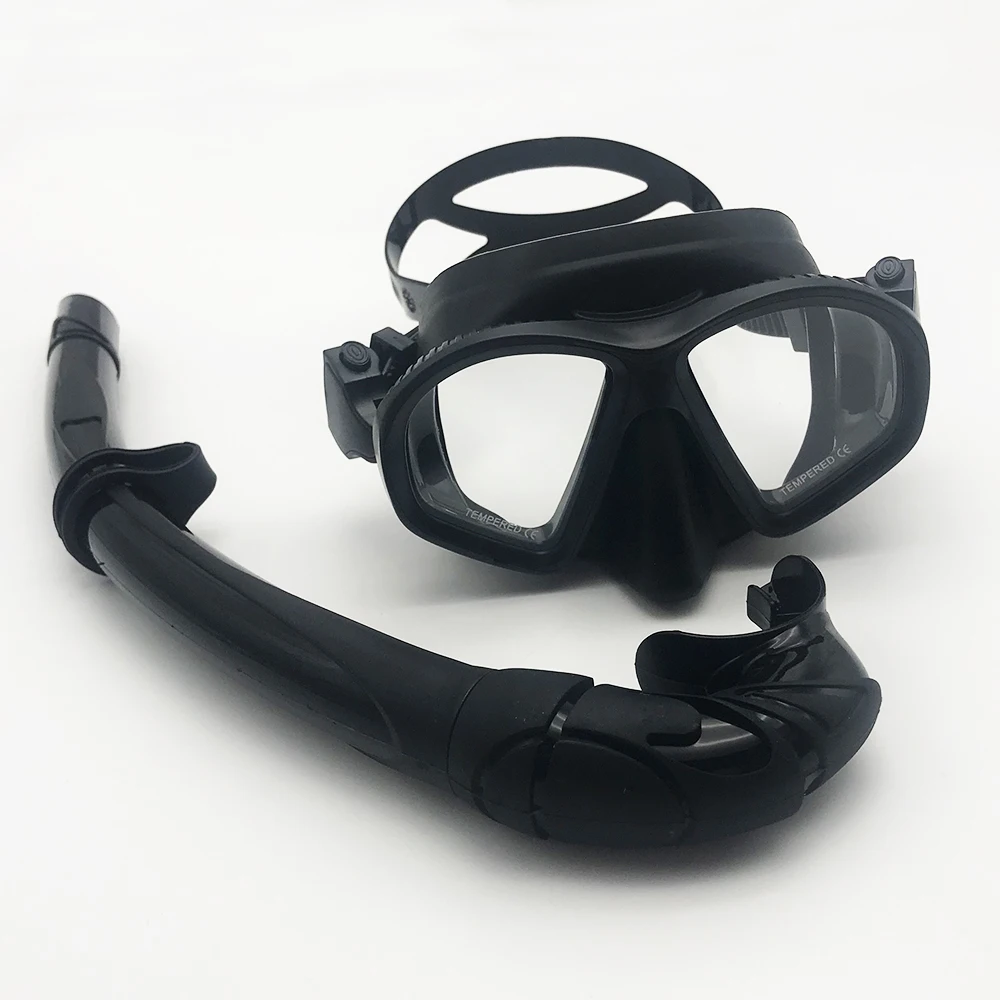 
Silicone Low Volume Snorkel Diving Mask Set with Tempered Glasses Lens 