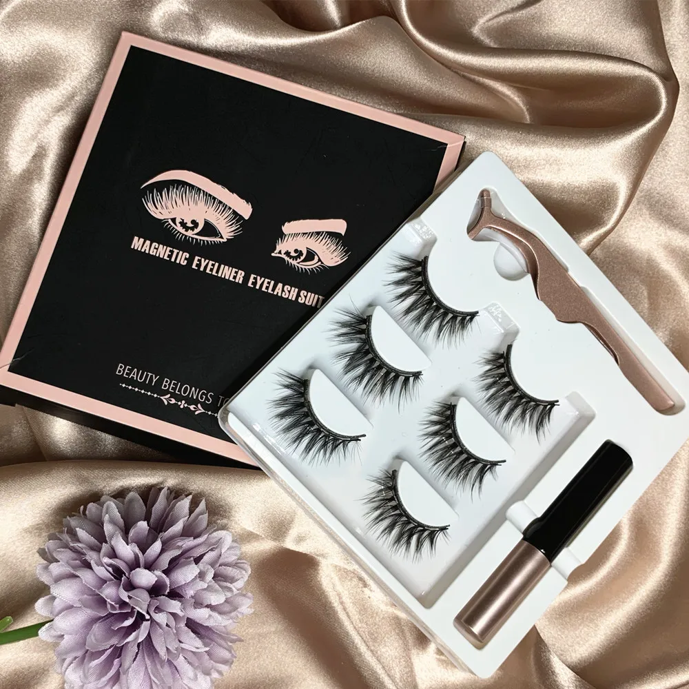 

3d Mink Magnetic Eyelashes with Eyeliner Fur Mink Magnetic Eyelashes Magnetic Eyelashes 10 pair