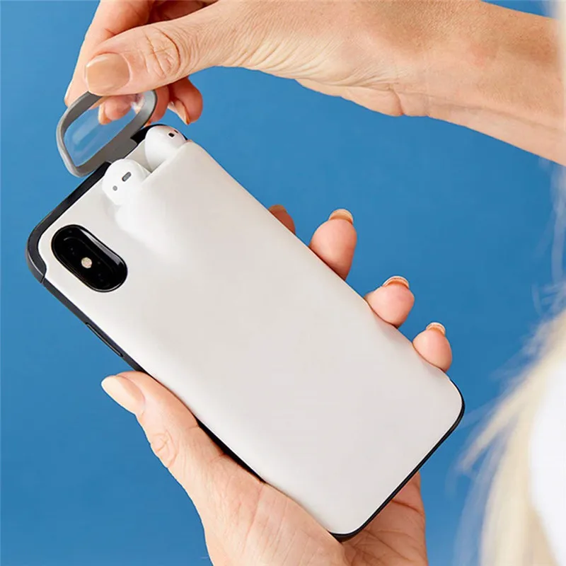 Never forget your wireless earphone for airpods carrier with for apple iphone 11 pro phone case,2 in 1 holder phone case