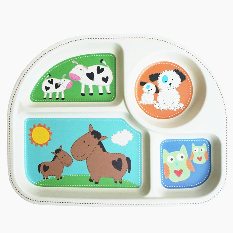 Cartoon hot sale bamboo fiber children's dinner plate customize plate for kids