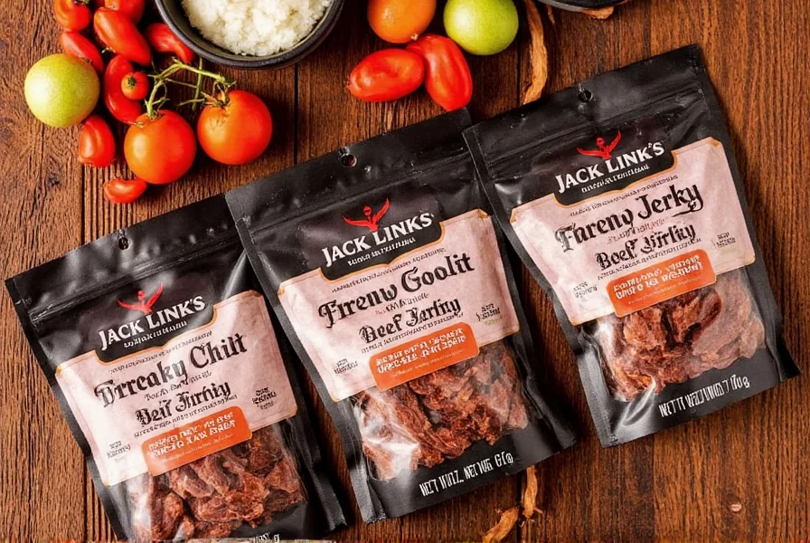 Jack Link's beef jerky products next to traditional chili ingredients showing how to incorporate jerky into chili recipes