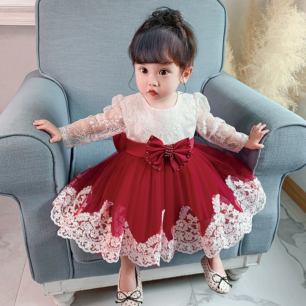 

MQATZ High Quality Red Pink Champagne Color Ruffles Baby Dress Kids Strapless Clothing Wholesale Beautiful Model Dress L1940xz