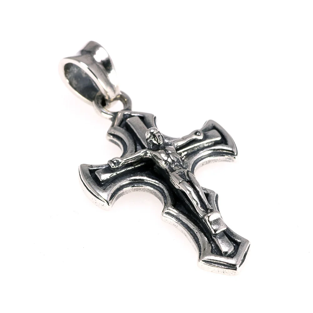

Genuine Sterling Silver 925 Catholic Crucifix Jesus Piece Pendant For Men Women Viking Religious Jewelry Plata De Ley 925