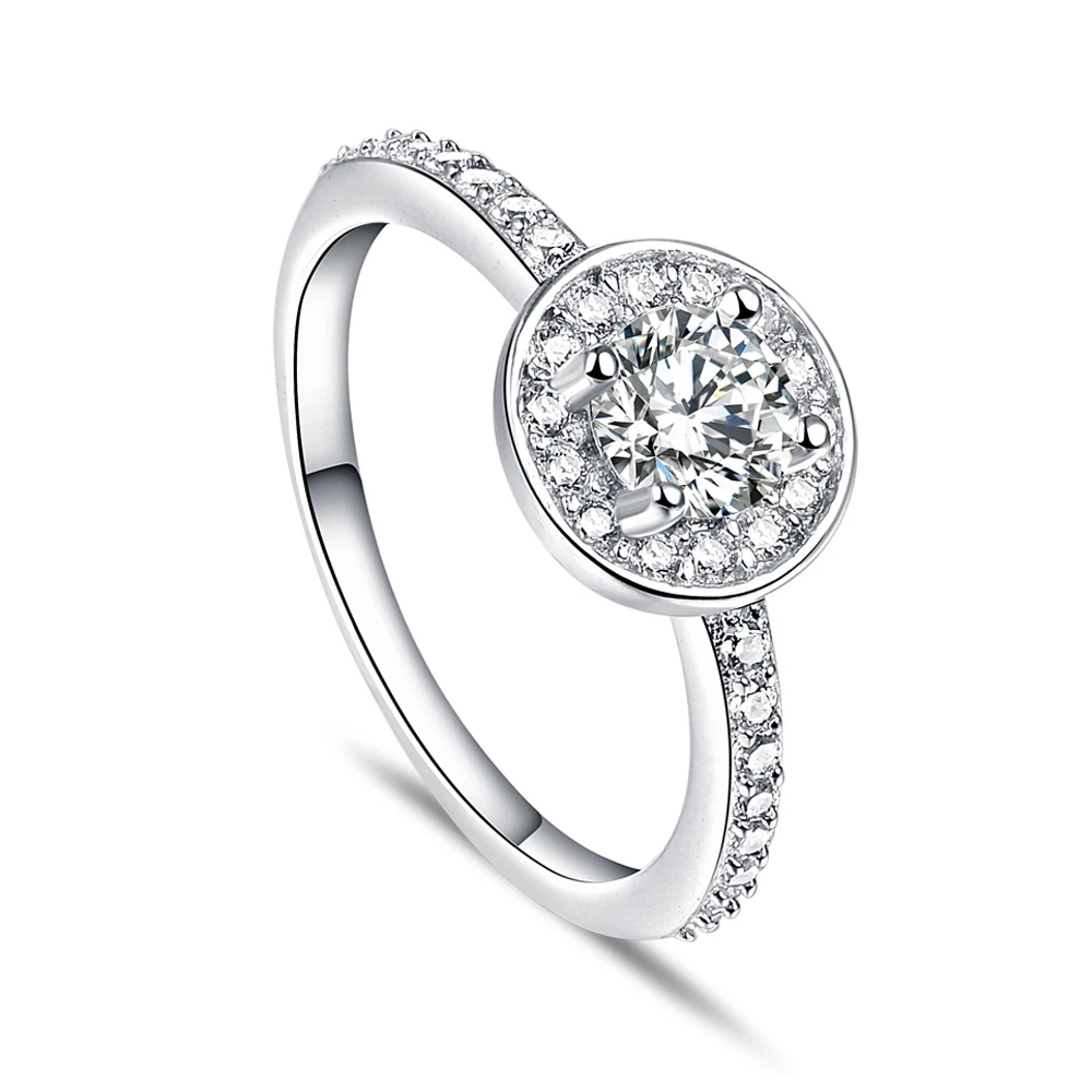 

Tonglin 925 sterling silver Halo Setting CZ engagement Wedding 925 Rings