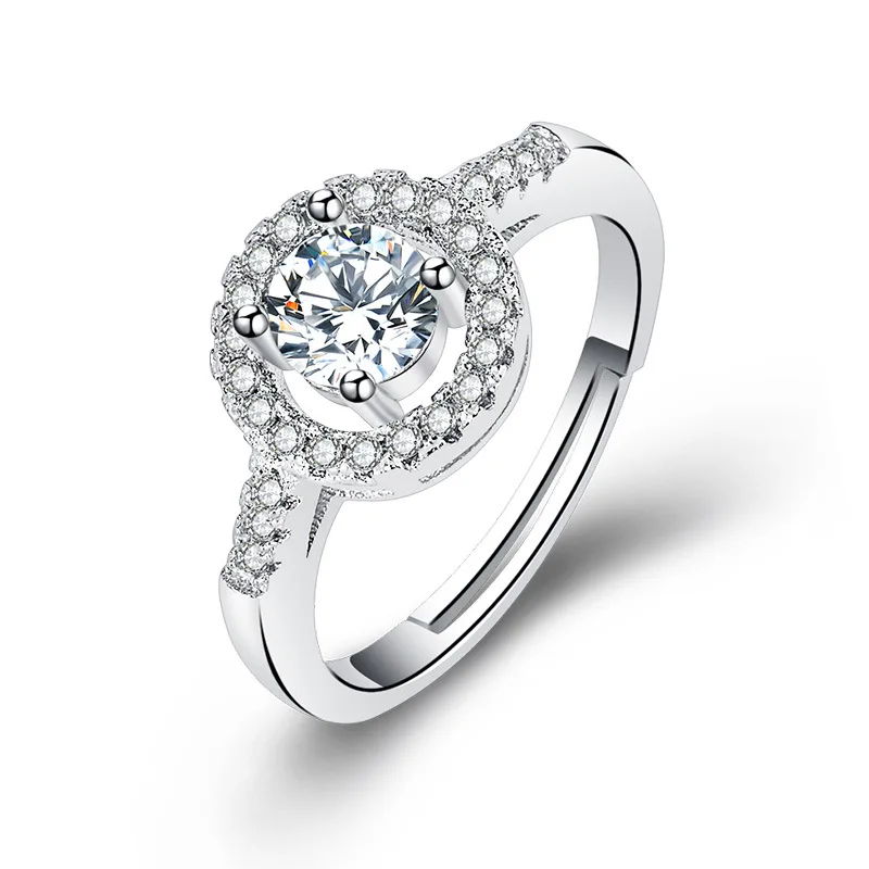 

Hot Sales Sterling Silver S925 Ring Zircon Opening Adjustable Ring For Women