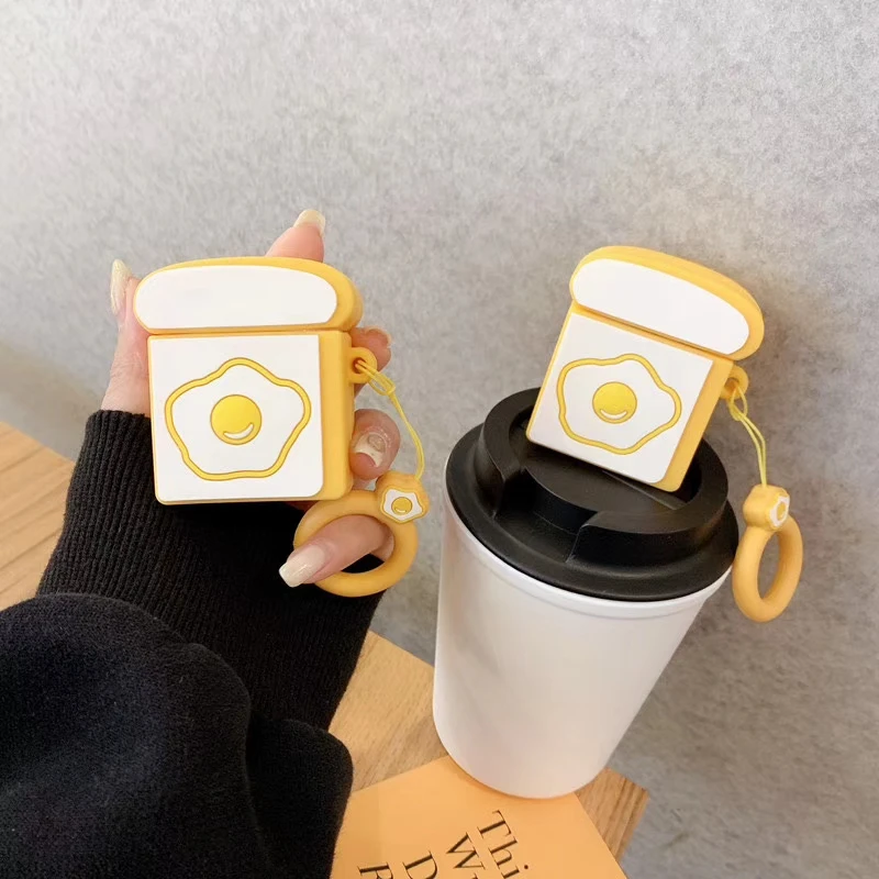 

New 3D Toast Bread For Airpod Cover Earphone Cases for Apple Airpods 2 1
