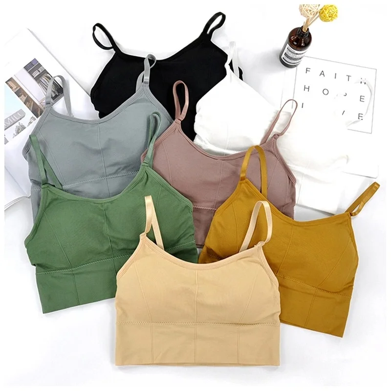 

popular seamless chest sports boob tube top seamless cotton bra Wrapped Chest Girl Vest Seamless Bra, Black, , blue, green, nude,white,yellow,gray