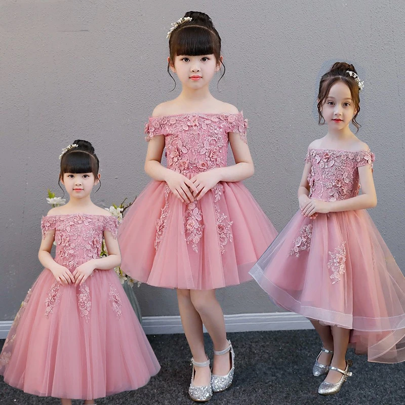 

2-10 year Children wears Flower Girl Dress 2021 Summer Girls Evening Wedding princess Party Dress for girl