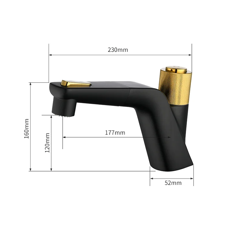 2018 New Design Modern Style Tall And Short Body Single Lever Gold And Black Bathroom Faucet Basin Mixer Tap