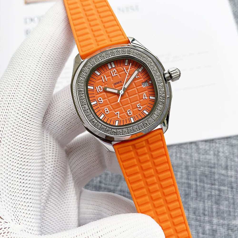 

fashion square dial stainless steel waterproof date diamond lady dress wristwatches, Customized colors