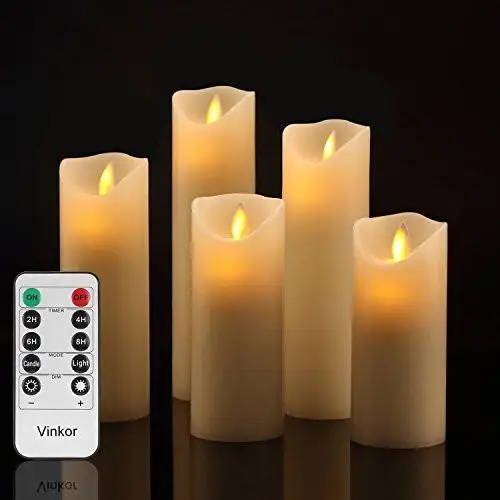 Church Christmas Birthday Remote Controlled Rechargeable Led Flameless Candle Lights With Timer Moving Wick Dancing Flame Flicke