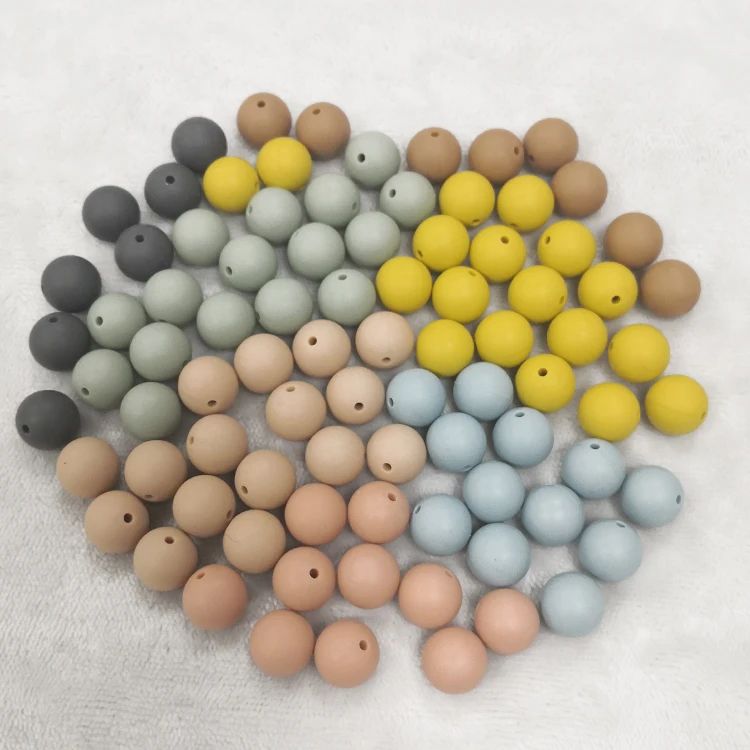 

15mm wholesale da approved baby teether silicone beads for necklaces