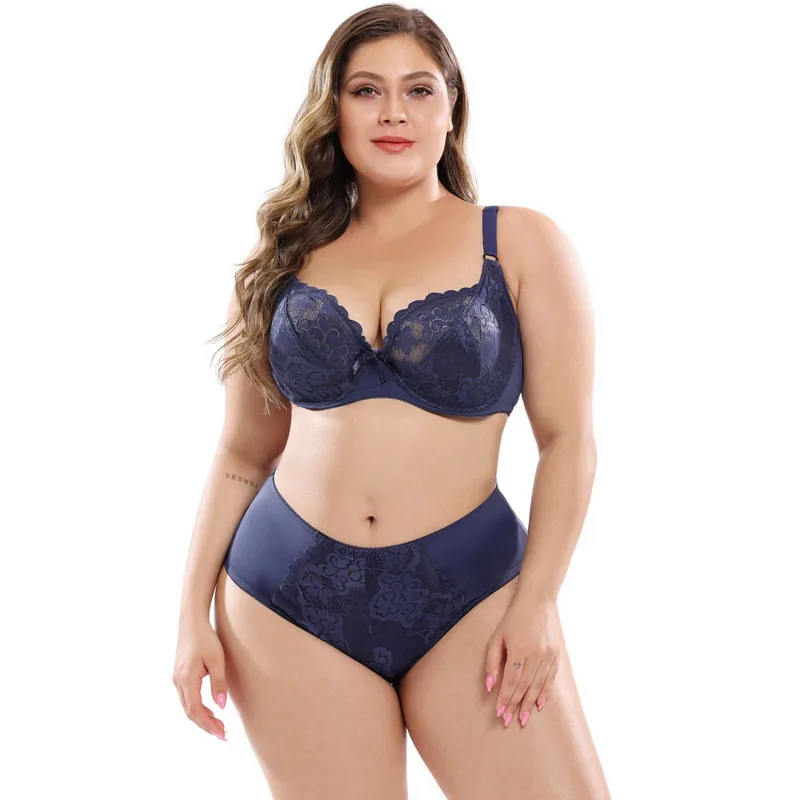

Push Up Bra Lace Bra And Panty Set Women's Embroidery Deep V Lingerie & Knickers Bra And Panties Set For Fat Girls, See photo display