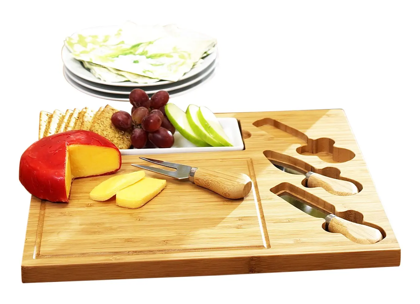 Bamboo Cheese Board/charcuterie Platter With Cheese Knives,Ceramic Dish Buy Slate Cheese Board