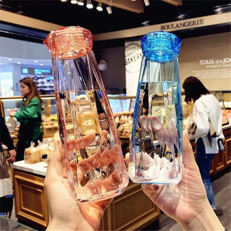 

400ml Transparent Glass Water Bottle Creative Crystal Water Cup Outdoor Water Sports bottle Travel Drink Cup, As pic