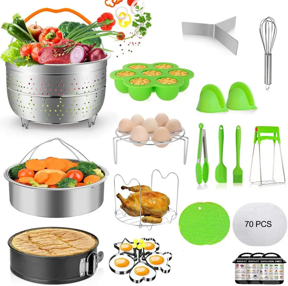 

16 Pieces Pressure Cooker Instant Pot Accessories Set Compatible with Instant Pot 6,8Qt, Silver/green