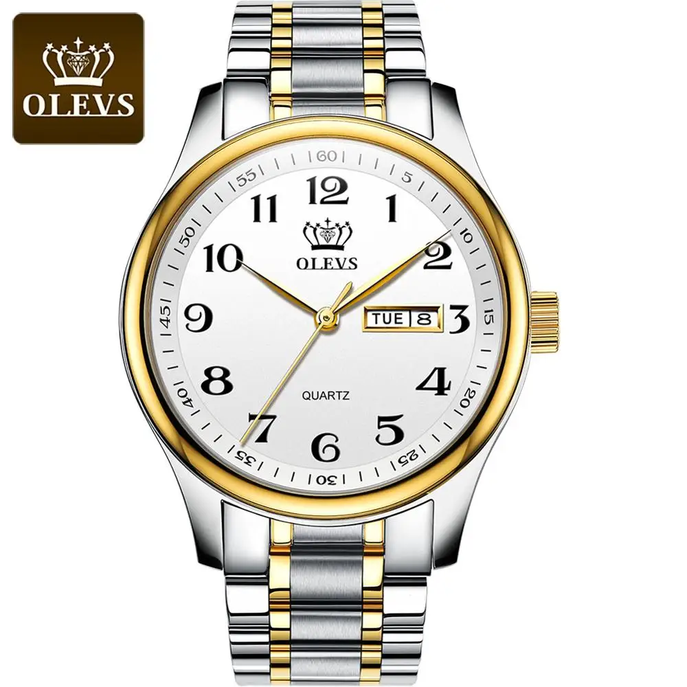 

OLEVS 5567 Fashion Stainless Steel Japan Quartz Analog Day Date Watches Luminous Number Design Wholesale Men's Wrist Watch